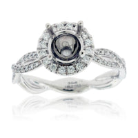Simple Halo & Intertwined Diamond Lined Semi Mount Ring - Park City Jewelers