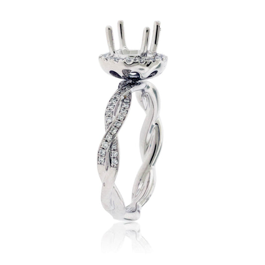 Simple Halo & Intertwined Diamond Lined Semi Mount Ring - Park City Jewelers