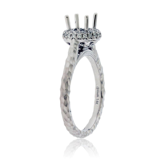 Simple Halo Stone Finish Style Semi Mount Diamond Ring - Park City Jewelers