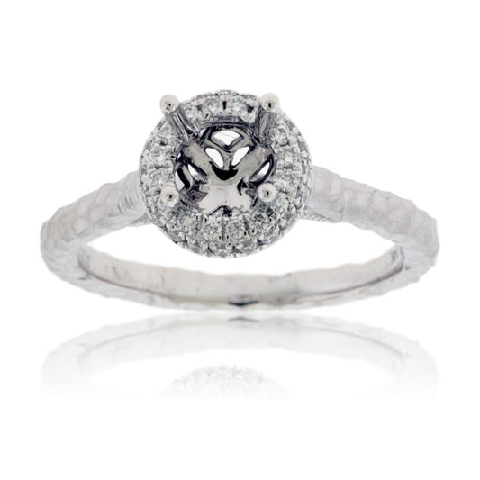 Simple Halo Stone Finish Style Semi Mount Diamond Ring - Park City Jewelers