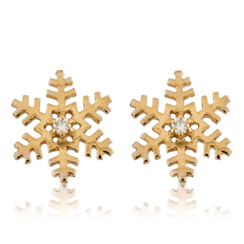 Single Diamond Snowflake Stud Earrings - Park City Jewelers
