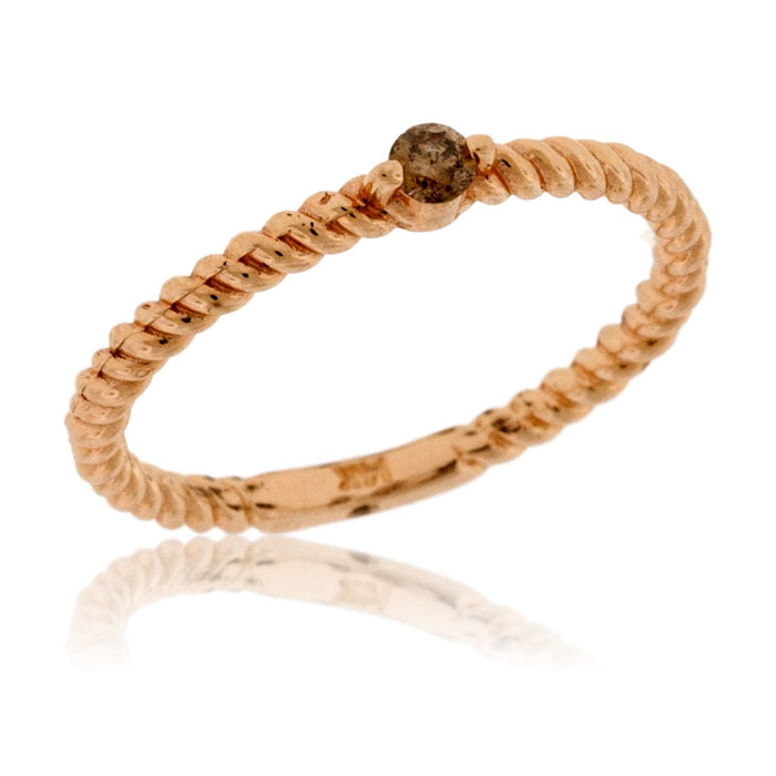 Single Diamond Stackable Rope Style Ring - Park City Jewelers
