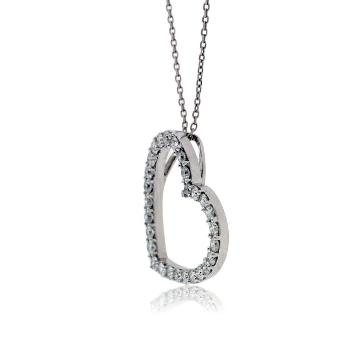Single Row Diamond Heart Pendant w/Chain - Park City Jewelers