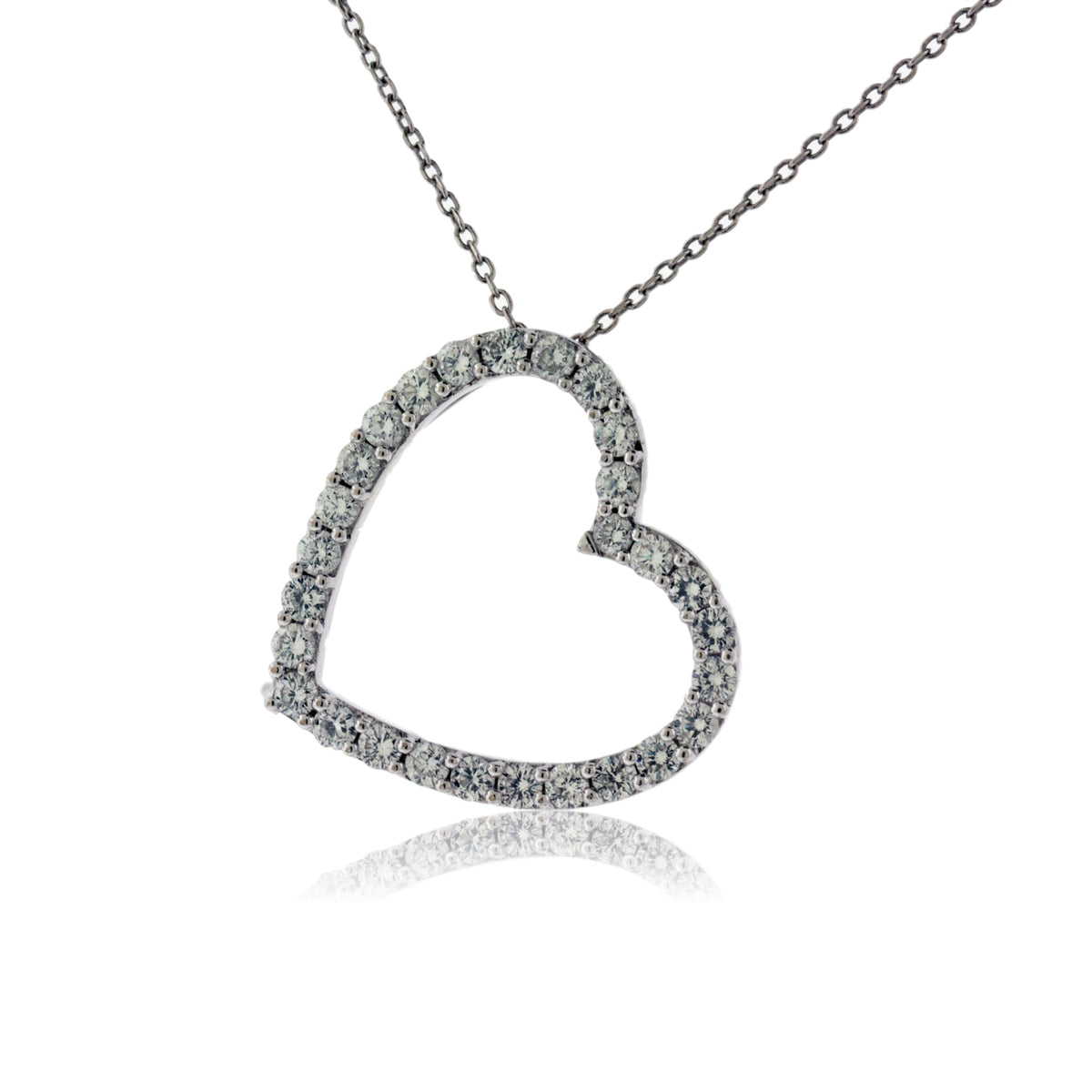 Single Row Diamond Heart Pendant w/Chain - Park City Jewelers
