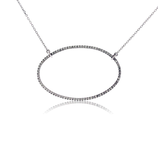 Single Row Diamond Oval Pendant - Park City Jewelers