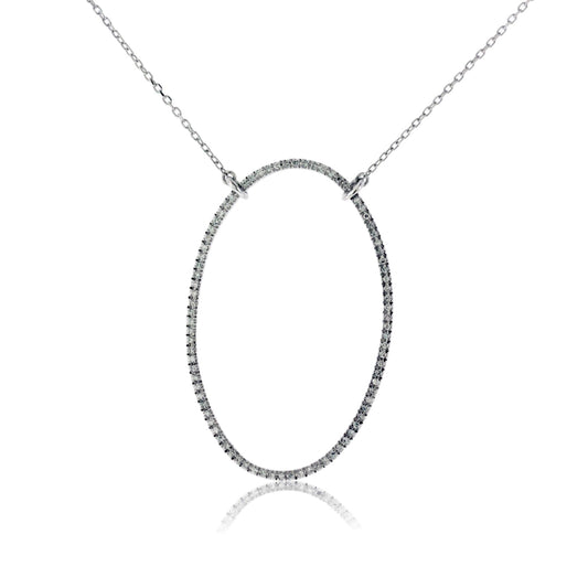 Single Row Diamond Oval Pendant - Park City Jewelers