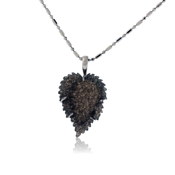 Small Black / Gray Druzy Leaf Pendant - Park City Jewelers