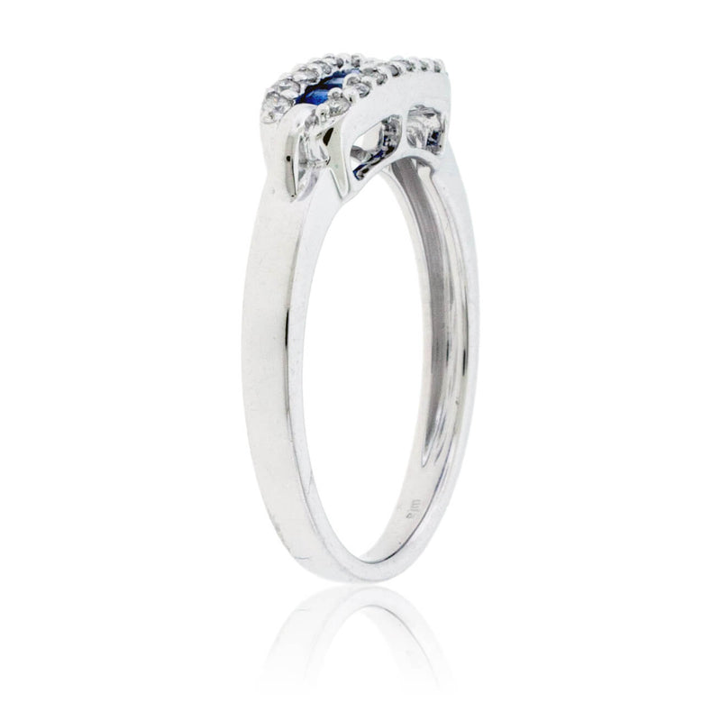 Small Blue Sapphire & Diamond Halo Ring - Park City Jewelers