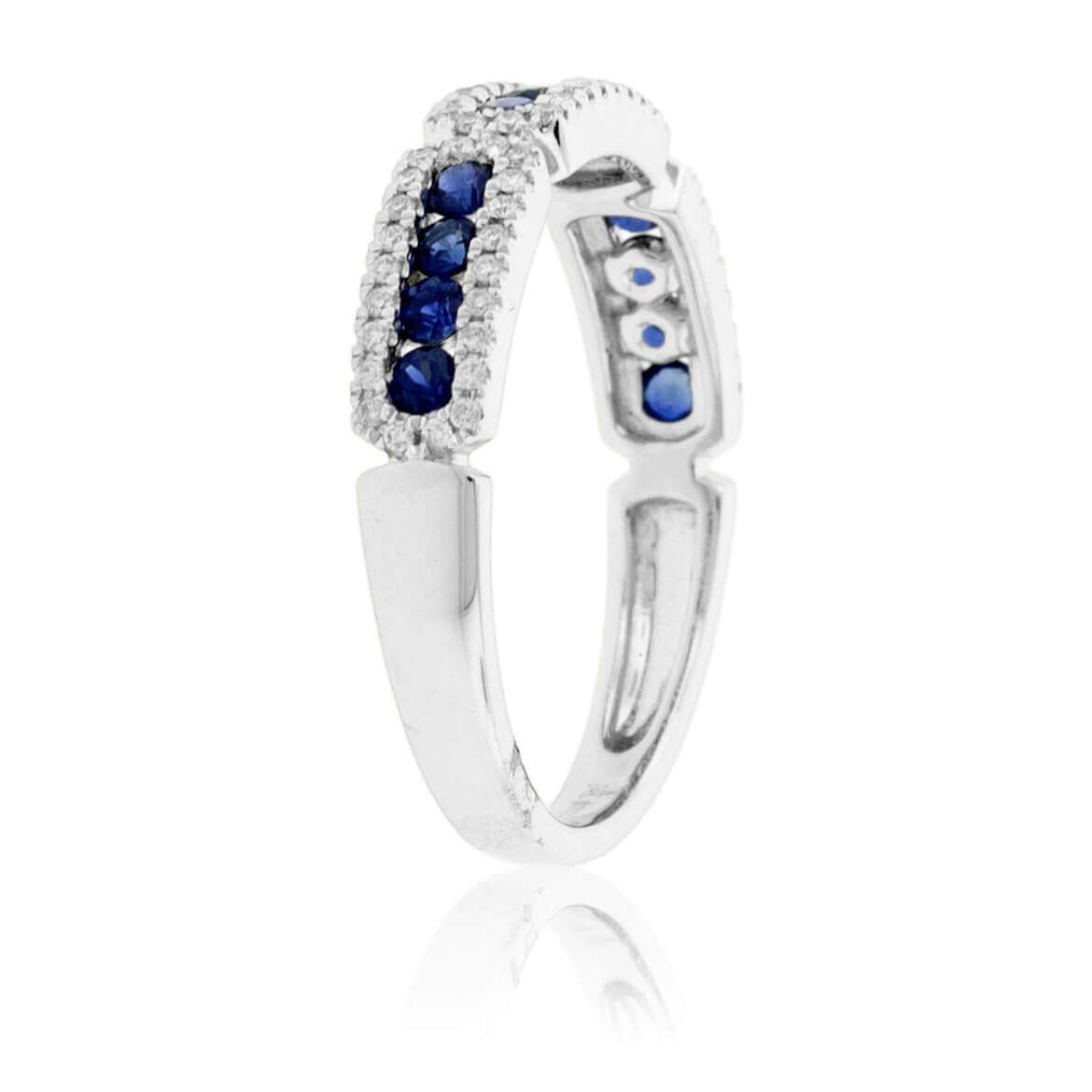 Small Blue Sapphire & Diamond Halos Ring - Park City Jewelers