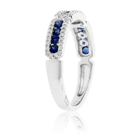 Small Blue Sapphire & Diamond Halos Ring - Park City Jewelers