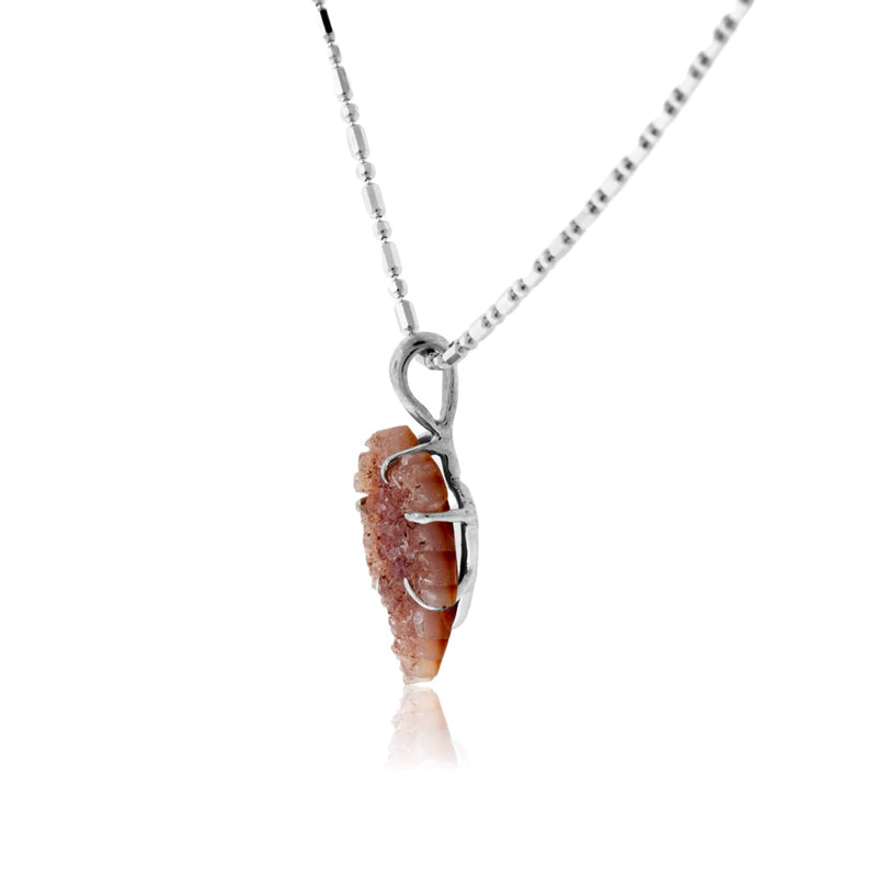 Small Red Orange Druzy Leaf Pendant - Park City Jewelers