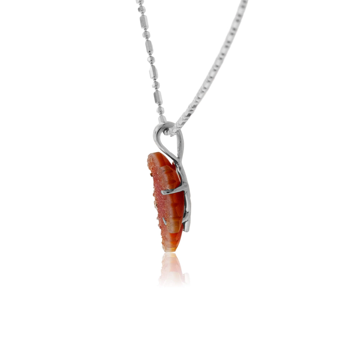 Small Red Orange Druzy Leaf Pendant - Park City Jewelers