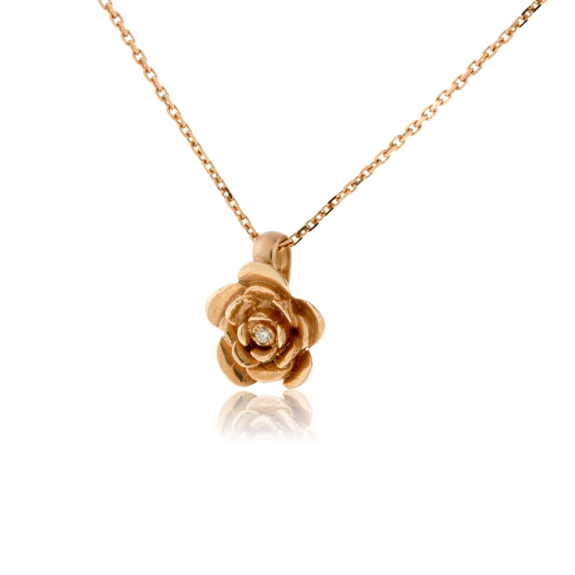 Small Rose & Diamond Pendant - Park City Jewelers