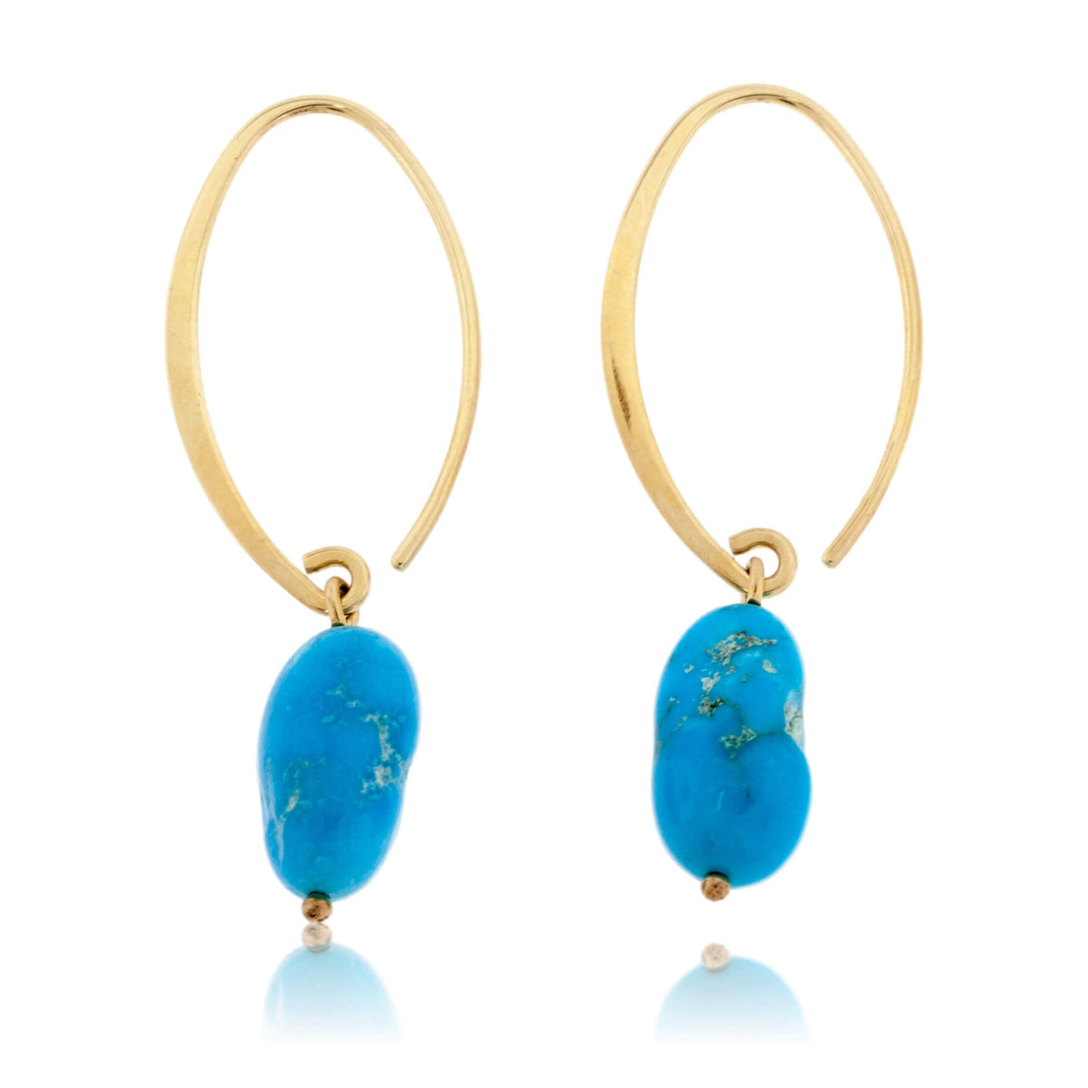 Small Simple Sweep Nugget Turquoise Earrings - Park City Jewelers