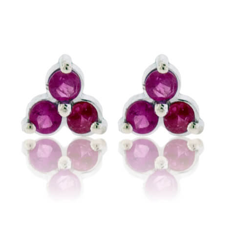 Small Three Red Emerald Gemstone Post Earrings - Park City Jewelers