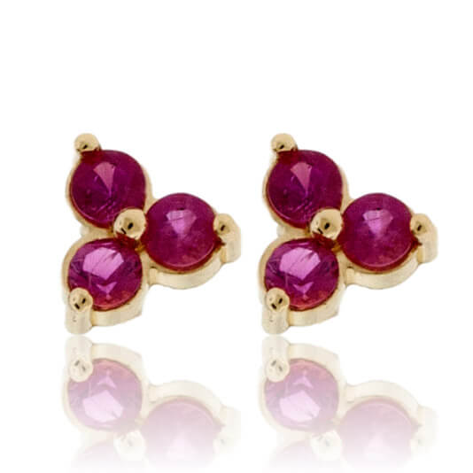 Small Three Red Emerald Gemstone Post Earrings - Park City Jewelers