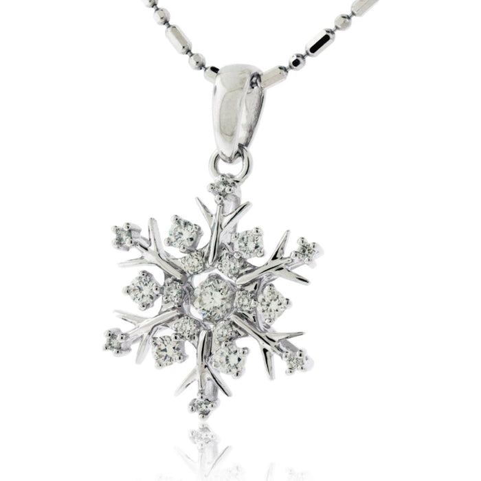 Smaller Gold Dancing Diamond Snowflake Necklace - Park City Jewelers