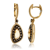 Smokey Quartz, Citrine and Diamond Halo Dangle Earrings - Park City Jewelers