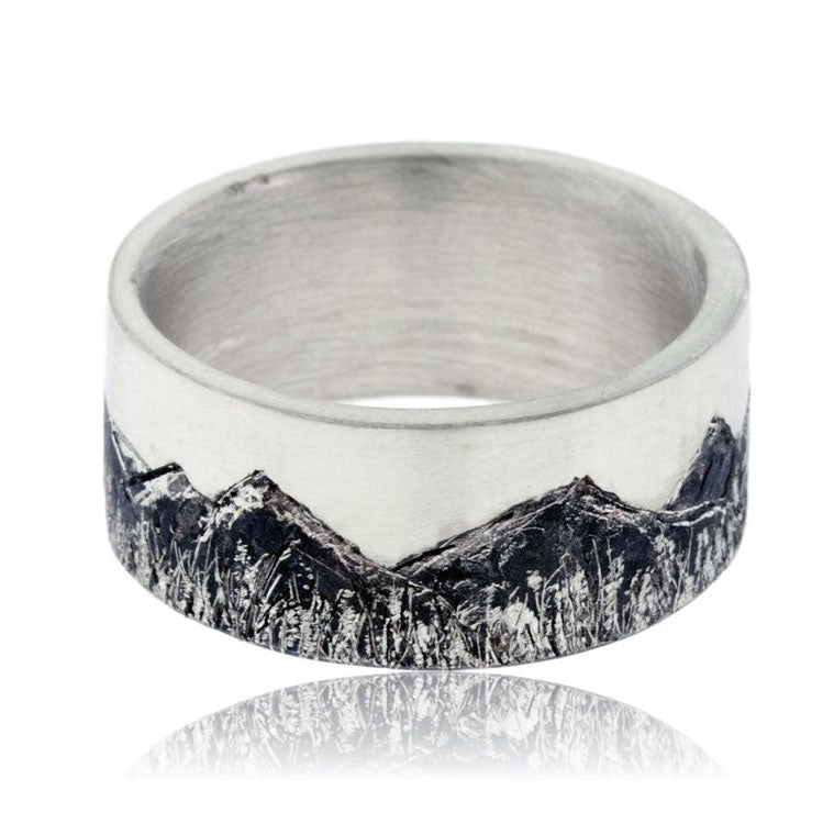 Snowcapped Mountain Etching Ring - Park City Jewelers
