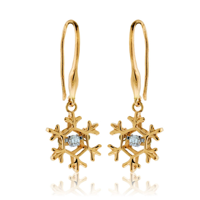 Solitaire Dancing Diamond Dangle Snowflake Earrings - Park City Jewelers