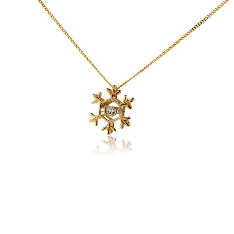 Solitaire Dancing Diamond Snowflake Pendant w/ Chain - Park City Jewelers