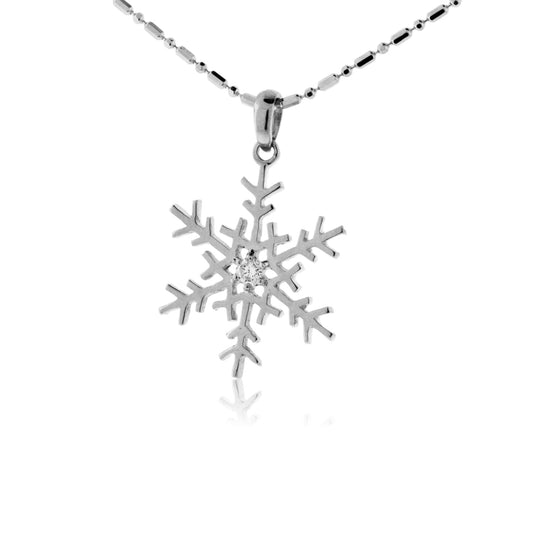 Solitaire Diamond Snowflake Pendant - Park City Jewelers