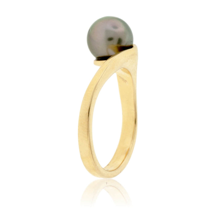 Solitaire Tahitian Pearl Unique Shape Style Ring - Park City Jewelers