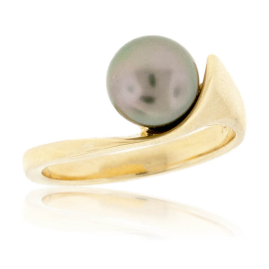 Solitaire Tahitian Pearl Unique Shape Style Ring - Park City Jewelers