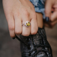 Sphene & Diamond Halo Ring - Park City Jewelers