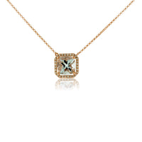 Square Aquamarine & Diamond Halo Style Pendant - Park City Jewelers