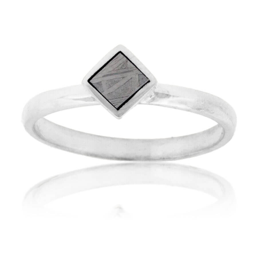 Square On Point Meteorite Inlay Ring - Park City Jewelers