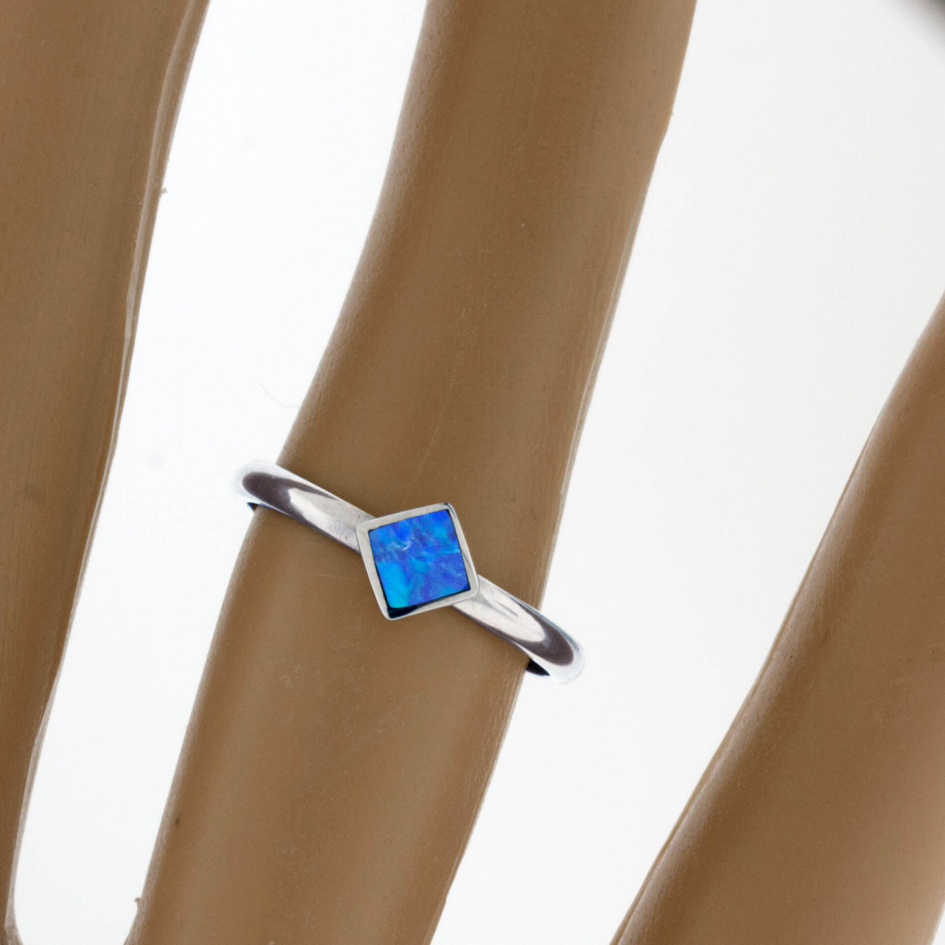 Square On Point Opal Inlay Ring - Park City Jewelers