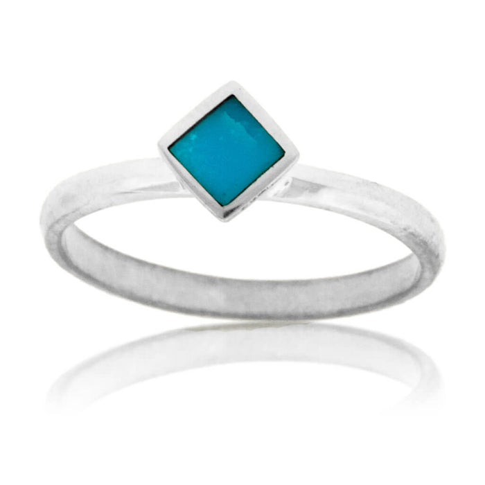 Square On Point Turquoise Inlay Ring - Park City Jewelers