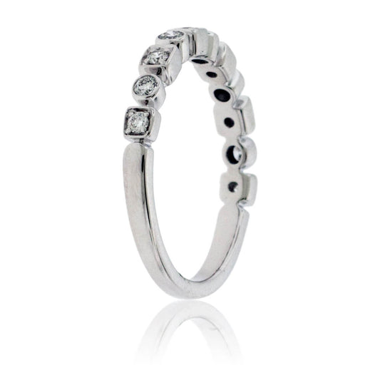 Square & Round Bezel Diamond Stackable Band - Park City Jewelers