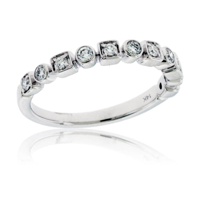 Square & Round Bezel Diamond Stackable Band - Park City Jewelers