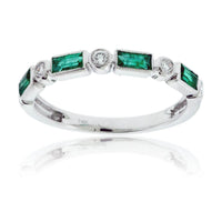 Stackable Alternating Emerald and Round Diamond Band - Park City Jewelers