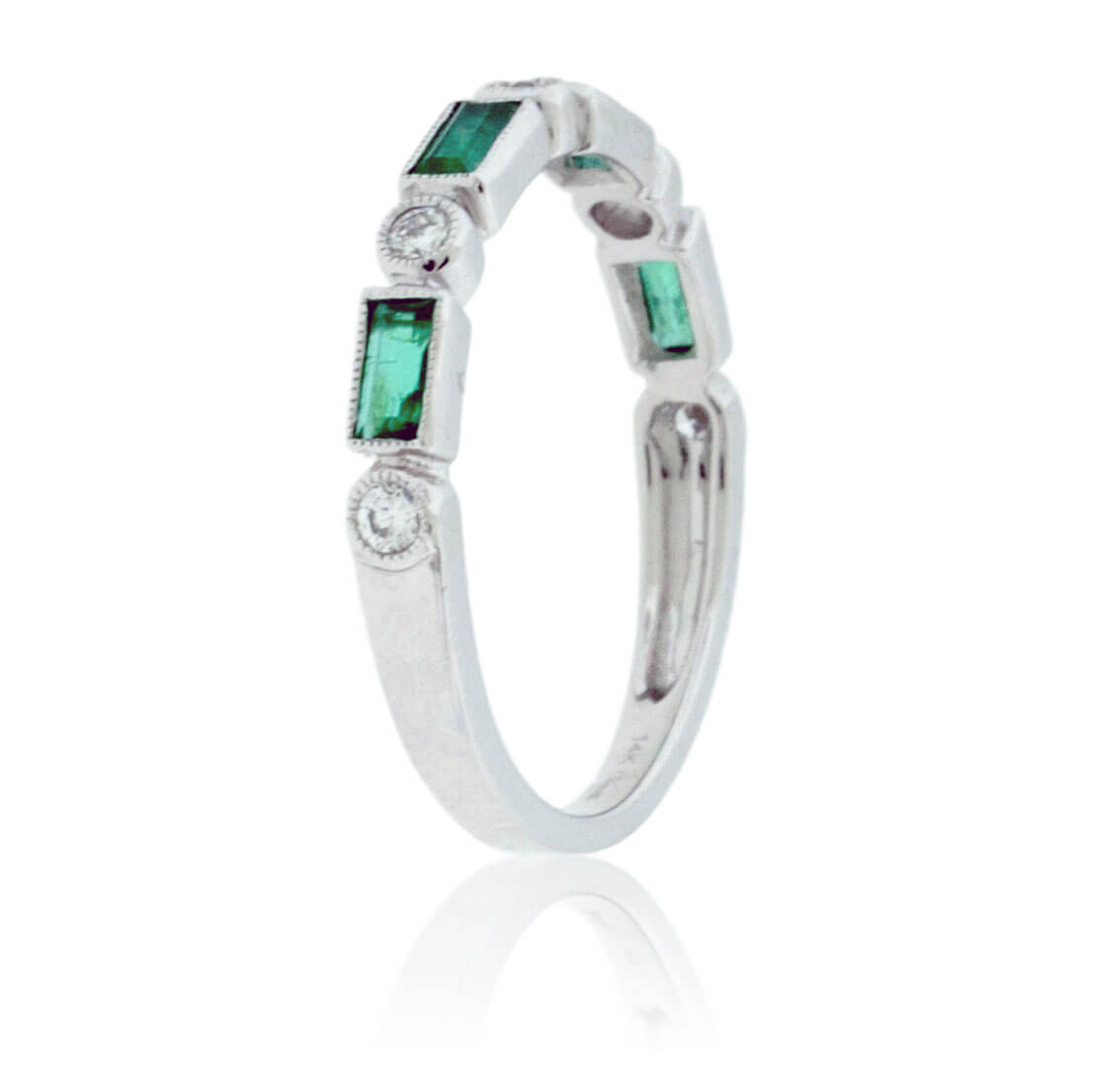 Stackable Alternating Emerald and Round Diamond Band - Park City Jewelers