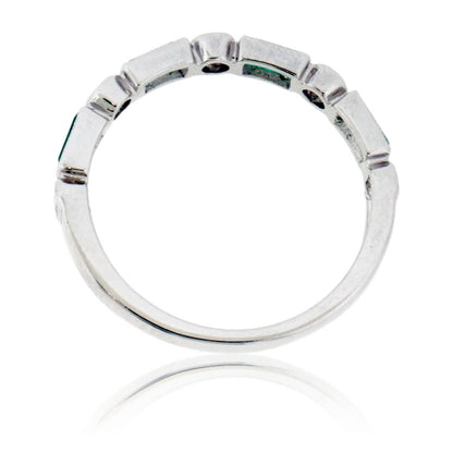 Stackable Alternating Emerald and Round Diamond Band - Park City Jewelers