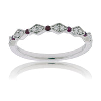 Stackable Milgrain Style Diamond and Ruby Band - Park City Jewelers
