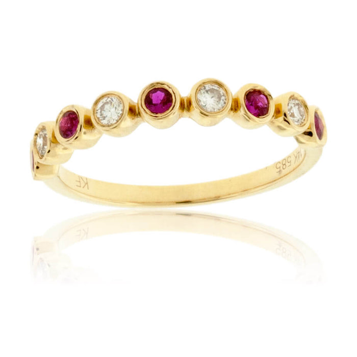 Stackable Round Ruby and Round Diamond Band - Park City Jewelers