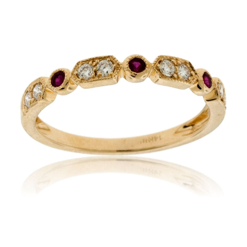 Stackable Ruby and Round Diamond Band - Park City Jewelers
