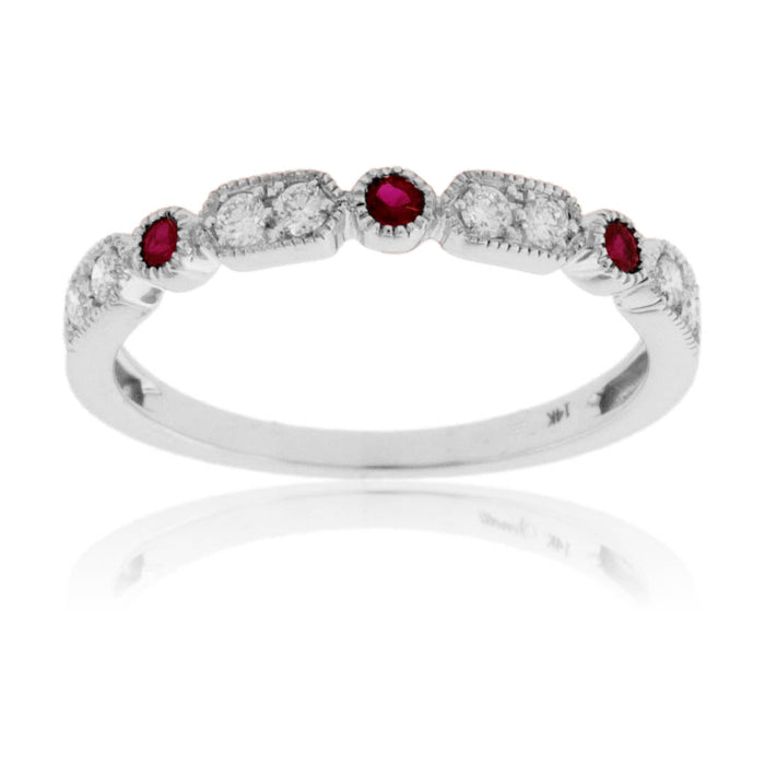 Stackable Ruby and Round Diamond Band - Park City Jewelers