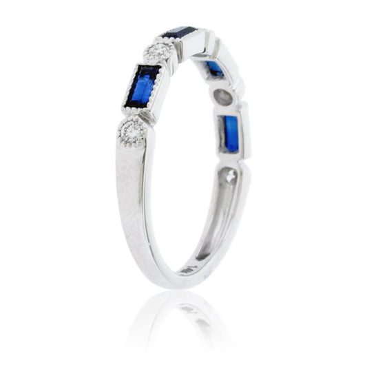 Stackable Sapphire and Round Diamond Band - Park City Jewelers