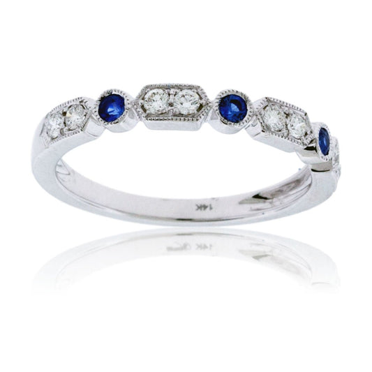 Stackable Sapphire and Round Diamond Band - Park City Jewelers