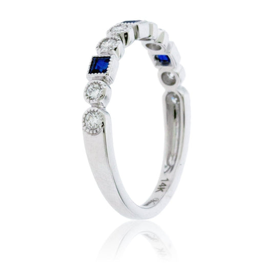 Stackable Sapphire and Round Diamond Band - Park City Jewelers