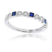 Stackable Sapphire and Round Diamond Band - Park City Jewelers