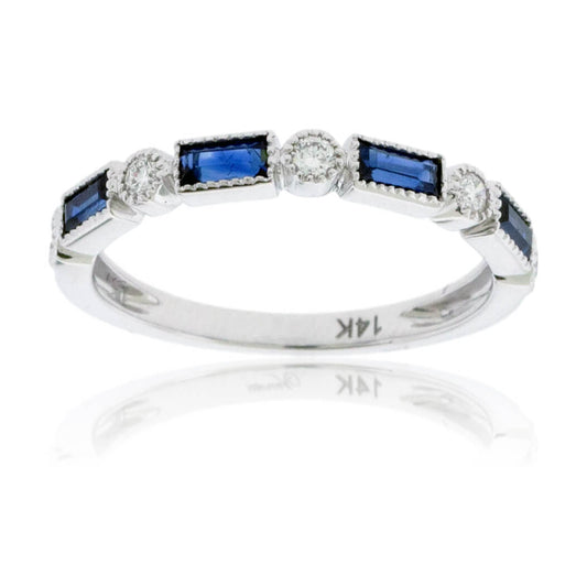 Stackable Sapphire and Round Diamond Band - Park City Jewelers