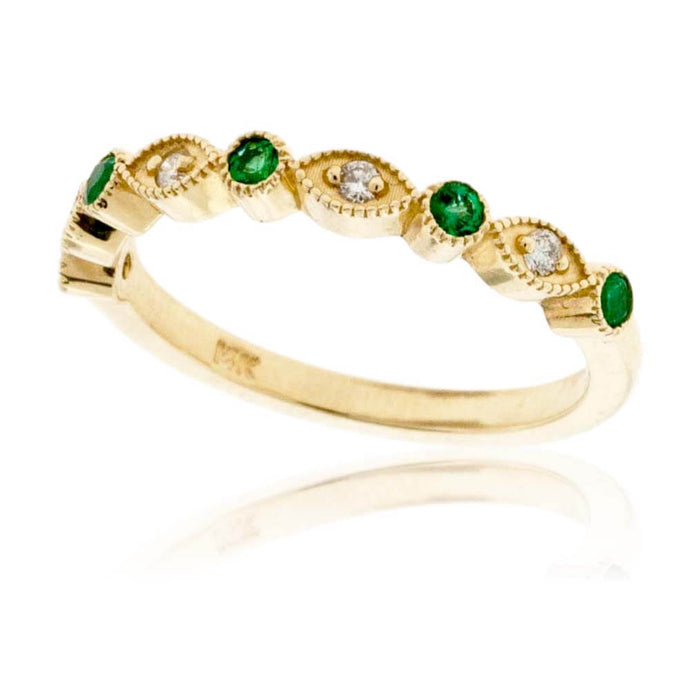 Stackable Yellow Gold and Emerald Band - Park City Jewelers