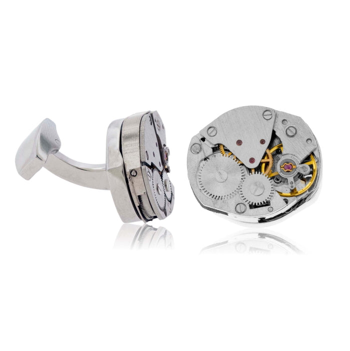 Stainless Steel Watch-Movement Steampunk Style Cuff Links - Park City Jewelers