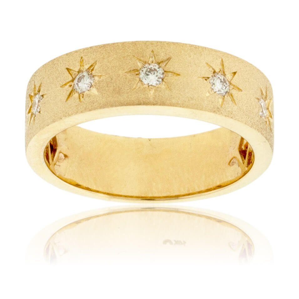 Star Set Diamond Stone Finish Band - Park City Jewelers